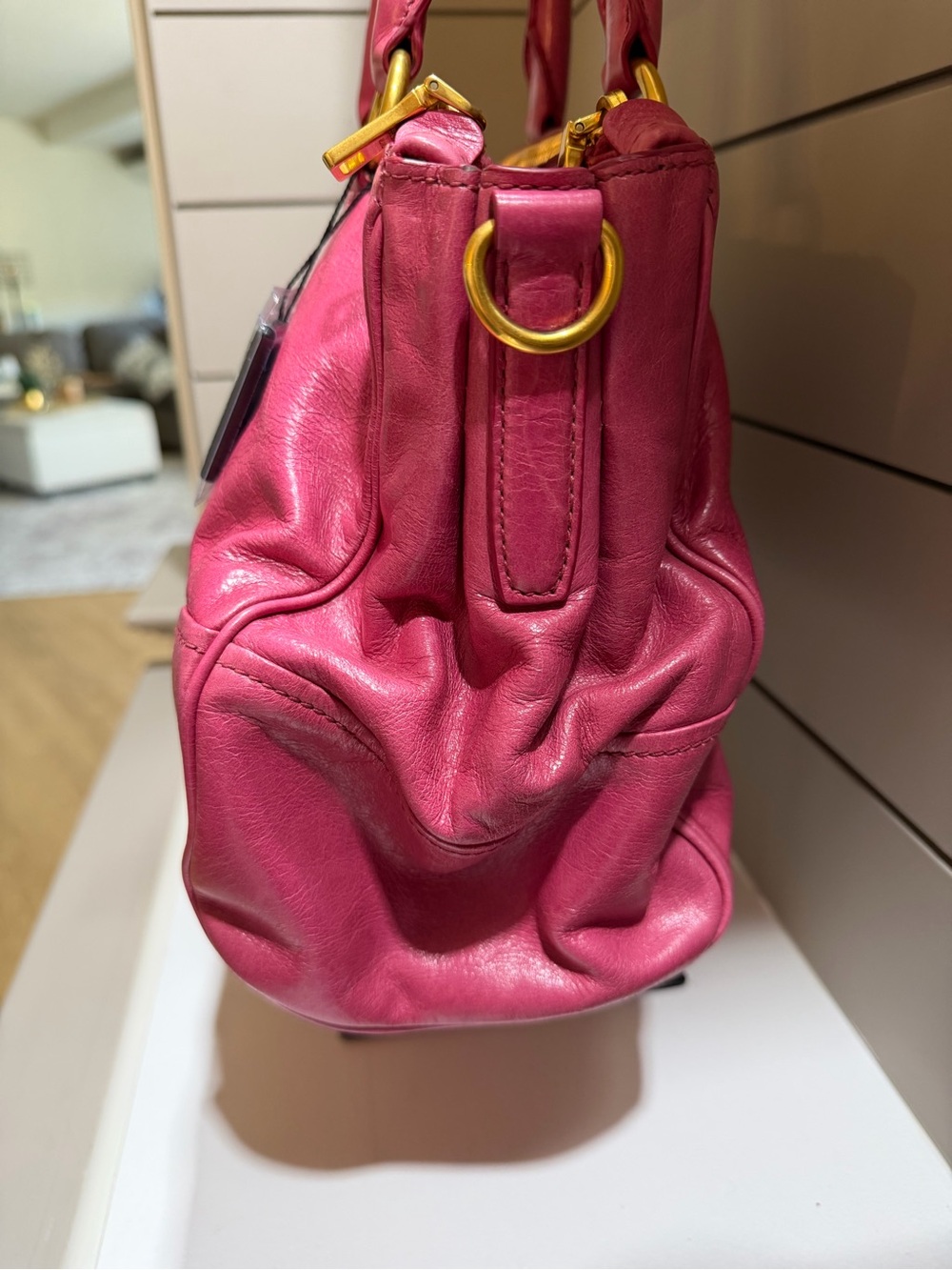 Prada Hot Pink Leather Tote with Gold Hardware - Picture 3 of 10